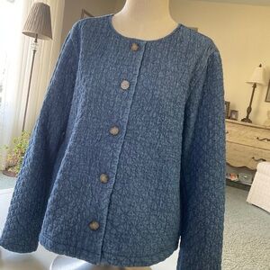 New J Jill Quilted Denim Jacket, size L